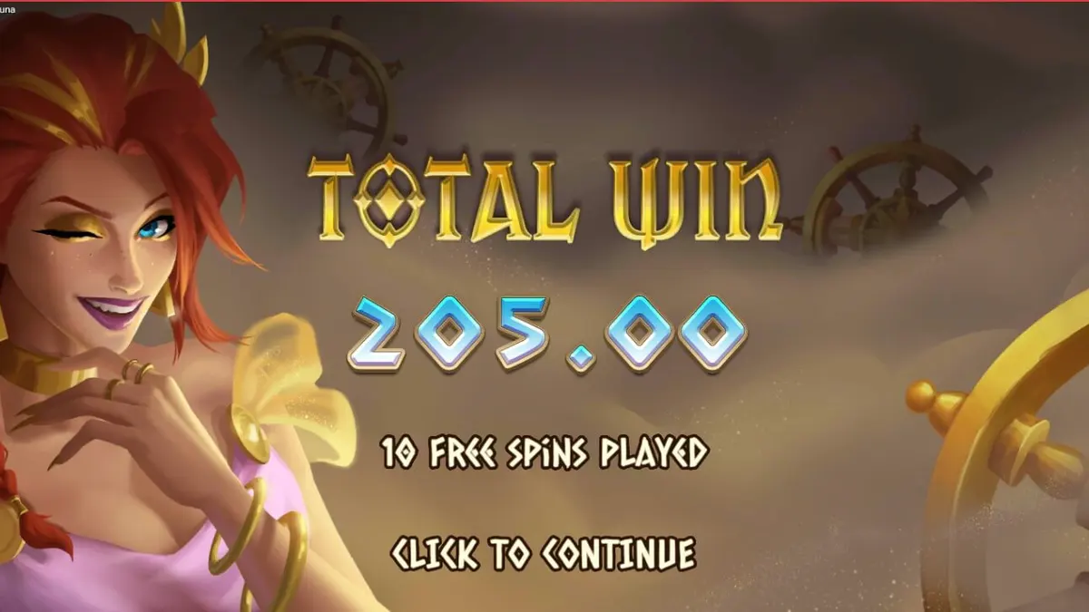 Pemandangan visual slot Rise of Fortuna dengan Dewi Fortuna dan elemen arsitektur Romawi Kuno